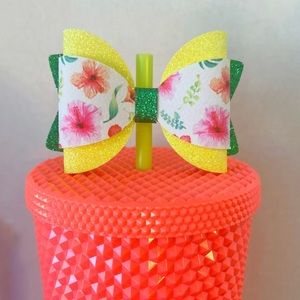 Hawaiian Floral Straw Topper Bow